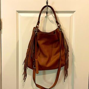 Rebecca Minkoff Leather Hobo/Shoulder Bag Wt Side Fringe